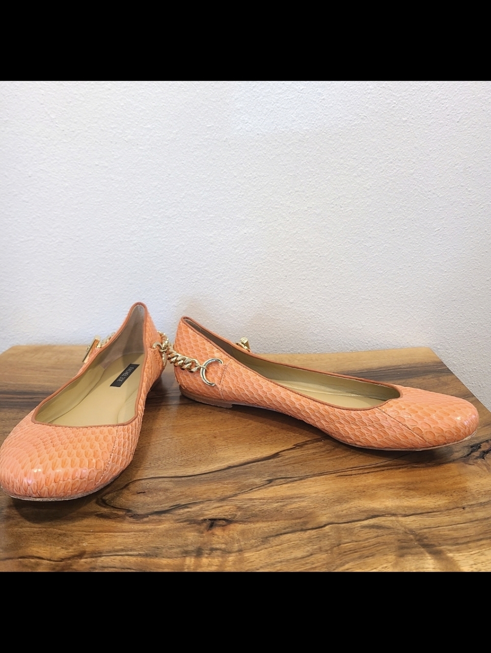 Rachel Zoe Peach Snakeskin Ballet Flats